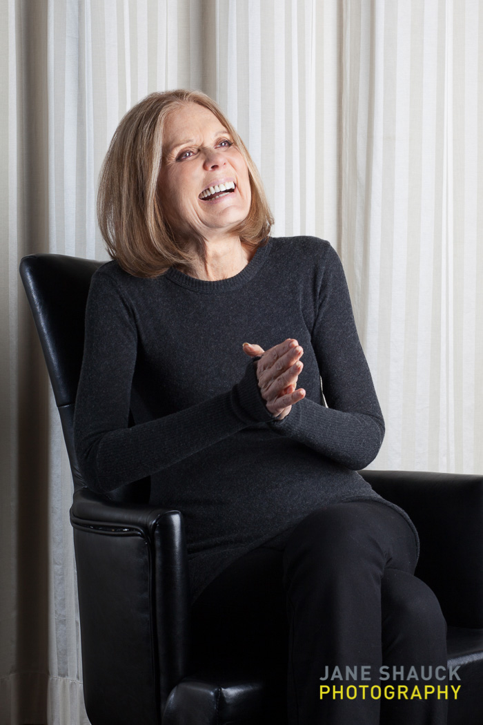 Gloria Steinem portrait at 82 speaking at a fundraiser luncheon for the Holyoke Care Center in Holyoke, MA